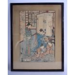 AN 18TH/19TH CENTURY JAPANESE EDO PERIOD WOOD BLOCK PRINT by Tokuyani I. Image 34 cm x 21 cm.