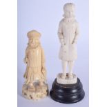 A VERY RARE 19TH CENTURY CHINESE CARVED IVORY FIGURE OF A WESTERNER together with a smaller ivory fi