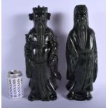 A LARGE PAIR OF EARLY 20TH CENTURY CHINESE CARVED JADE IMMORTALS Late Qing/Republic. 40 cm x 12 cm.
