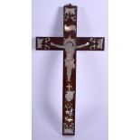 A 19TH CENTURY CHINESE MOTHER OF PEARL HONGMU CRUCIFIX. 24 cm x 12 cm.