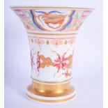 AN EARLY 19TH CENTURY ENGLISH PORCELAIN FLARED SPILL VASE Probably Coalport, painted scrolls and flo