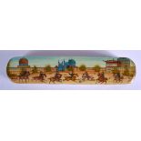 AN EARLY 20TH CENTURY MIDDLE EASTERN SLIDING MICRO MOSAIC BOX AND COVER painted with polo scenes. 20