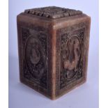 A CHINESE CARVED SOAPSTONE SEAL 20th Century, decorated with birds. 7.5 cm x 4.75 cm.