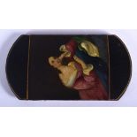 AN EARLY VICTORIAN PAPIER MACHE LACQUERED WALLET. 13 cm x 8 cm.