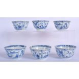 SIX CHINESE CA MAU CARGO PORCELAIN TEA BOWLS painted with spotted deer. 8 cm wide. (6)