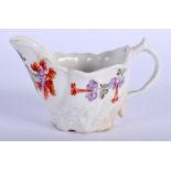 18th c. Lowestoft low Chelsea ewer painted in the style of the Tulip Painter. 10.5cm wide