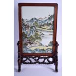 A LARGE 19TH CENTURY CHINESE PORCELAIN FAMILLE ROSE SCHOLARS SCREEN Qing, painted with figures and l