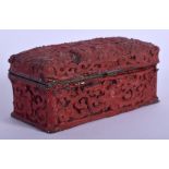 A 19TH CENTURY CHINESE CINNABAR LACQUER SNUFF BOX Qing. 8 cm x 4 cm.