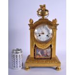 A LARGE 19TH CENTURY FRENCH SEVRES PORCELAIN AND ORMOLU MANTEL CLOCK painted with figures. 39 cm x 1