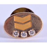 A VINTAGE 14CT GOLD AND DIAMOND PIN. 3.5 grams. 1.75 cm wide.