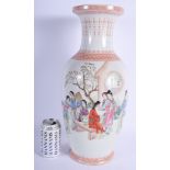 A LARGE 1950S CHINESE PORCELAIN VASE Republic, painted with females within landscapes. 47 cm high.
