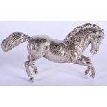 A VINTAGE ITALIAN SILVER FIGURE OF A HORSE. 637 grams. 17 cm wide.