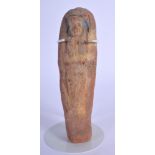 AN EARLY EGYPTIAN TERRACOTTA USHABTI TOMB TYPE FIGURE possibly representing a sarcophagus, with blue