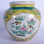 A MID 19TH CENTURY CHINESE FAMILLE ROSE STRAITS PORCELAIN JARDINIERE Daoguang, painted with birds an