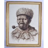 Gerard Bhengu (1900-1990) South African, Watercolour, Smoking male. Image 27 cm x 34 cm.