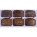 SIX VINTAGE TIFFANY & CO BRASS BELT BUCKLES. Largest 9.5 cm x 6.5 cm. (6)