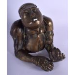 A 1990S EUROPEAN BRONZE FIGURE OF AN ABSTRACT MALE by Bruno Quitellier. 16 cm x 11 cm.