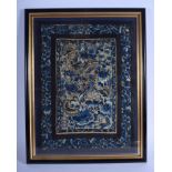 A LATE 19TH CENTURY CHINESE BLACK SILKWORK EMBROIDERED PANEL Late Qing. Silk 50 cm x 36 cm.