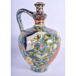 A HUNGARIAN FISCHER POTTERY EWER painted with flowers. 26 cm high.