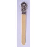 AN ART NOUVEAU SILVER LETTER OPENER. Birmingham 1909. 37 grams. 25 cm long.