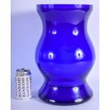 A LARGE BRISTOL BLUE GLASS VASE. 37 cm x 16 cm.