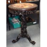 A 19TH CENTURY CHINESE HONGMU DRAGON INSET MARBLE TABLE Qing. 80 cm x 55 cm.