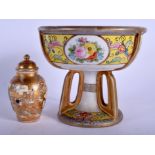 AN EARLY 20TH CENTURY JAPANESE NORITAKE PORCELAIN BOWL together with a Satsuma jar. Largest 14 cm x