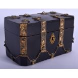 A 19TH CENTURY FRENCH GILT MOUNTED EBONISED BOX decorated with foliage. 17 cm x 11 cm.