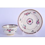 18th c. Caughley tea bowl and saucer with the dart board pattern