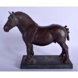 A 1970S COLD PAINTED BRONZE FIGURE OF A HORSE Signed P F Alexander 1970. 27 cm x 24 cm.