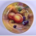 Royal Worcester miniature plate painted with fruit by H. Price, signed, date code for 1941. 9 cm wid