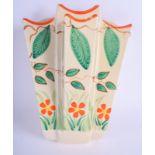 A LARGE ART DECO ARTHUR WOOD FLOWER WALL POCKET painted with orange and green vines. 24 cm x 17 cm.