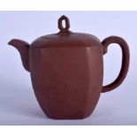 A CHINESE YIXING POTTERY TEAPOT AND COVER 20th Century. 16 cm x 13 cm.