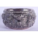 AN ANTIQUE MIDDLE EASTERN ASIAN SILVER BUDDHISTIC BOWL. 299 grams. 16 cm wide.