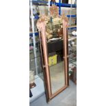 A LARGE ANTIQUE ITALIAN VENETIAN GLASS MIRROR. 150 cm x 50 cm.