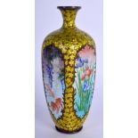 A VERY UNUSUAL 19TH CENTURY JAPANESE MEIJI PERIOD CLOISONNE ENAMEL VASE decorated with carp and drag
