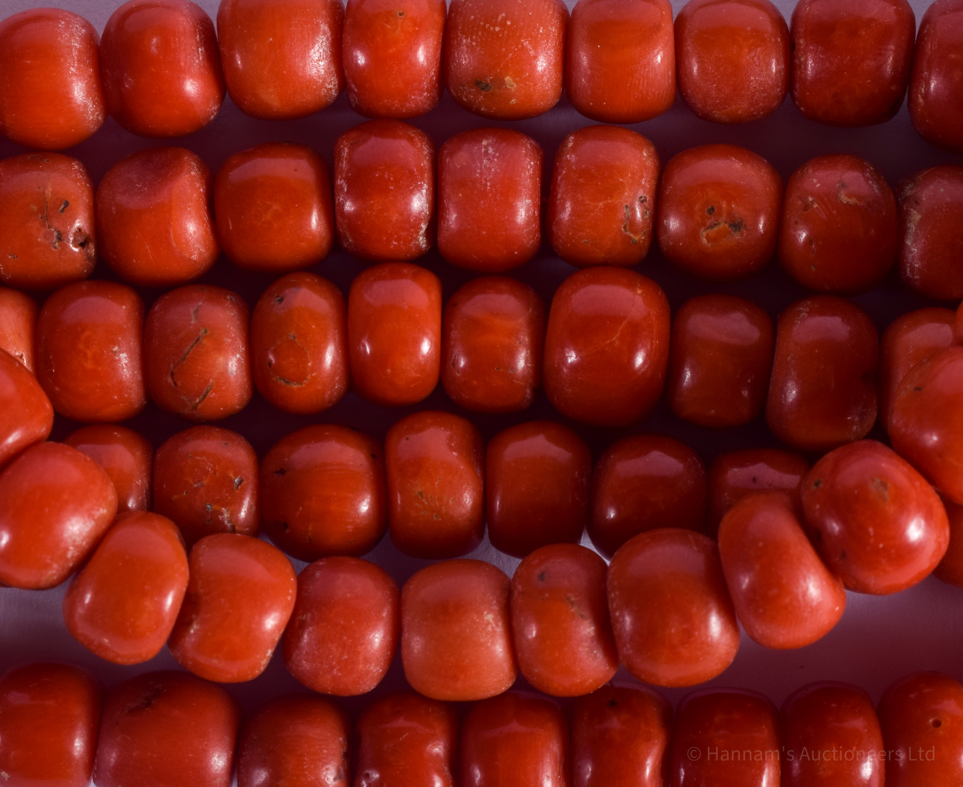 A LARGE 18CT GOLD RED CORAL NECKLACE. 310 grams. 40 cm wide. - Image 3 of 3