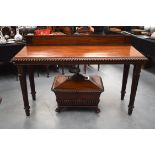 A LARGE EARLY 19TH CENTURY MAHOGANY SERVING TABLE possibly Irish, with straight back and bold taperi