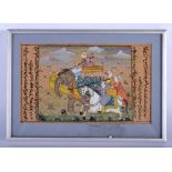 AN EARLY 20TH CENTURY MIDDLE EASTERN PERSIAN ISLAMIC MANUSCRIPT painted with figures on horses withi