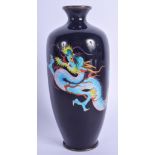 AN EARLY 20TH CENTURY JAPANESE MEIJI PERIOD CLOISONNÉ ENAMEL VASE decorated with dragons. 16 cm high