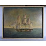 European School (19th Century) Oil on canvas, Boats at sea. Image 80 cm x 59 cm.