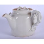 A 19TH CENTURY CHINESE BLANC DE CHINE PORCELAIN TEAPOT Qing. 8.5 cm wide.