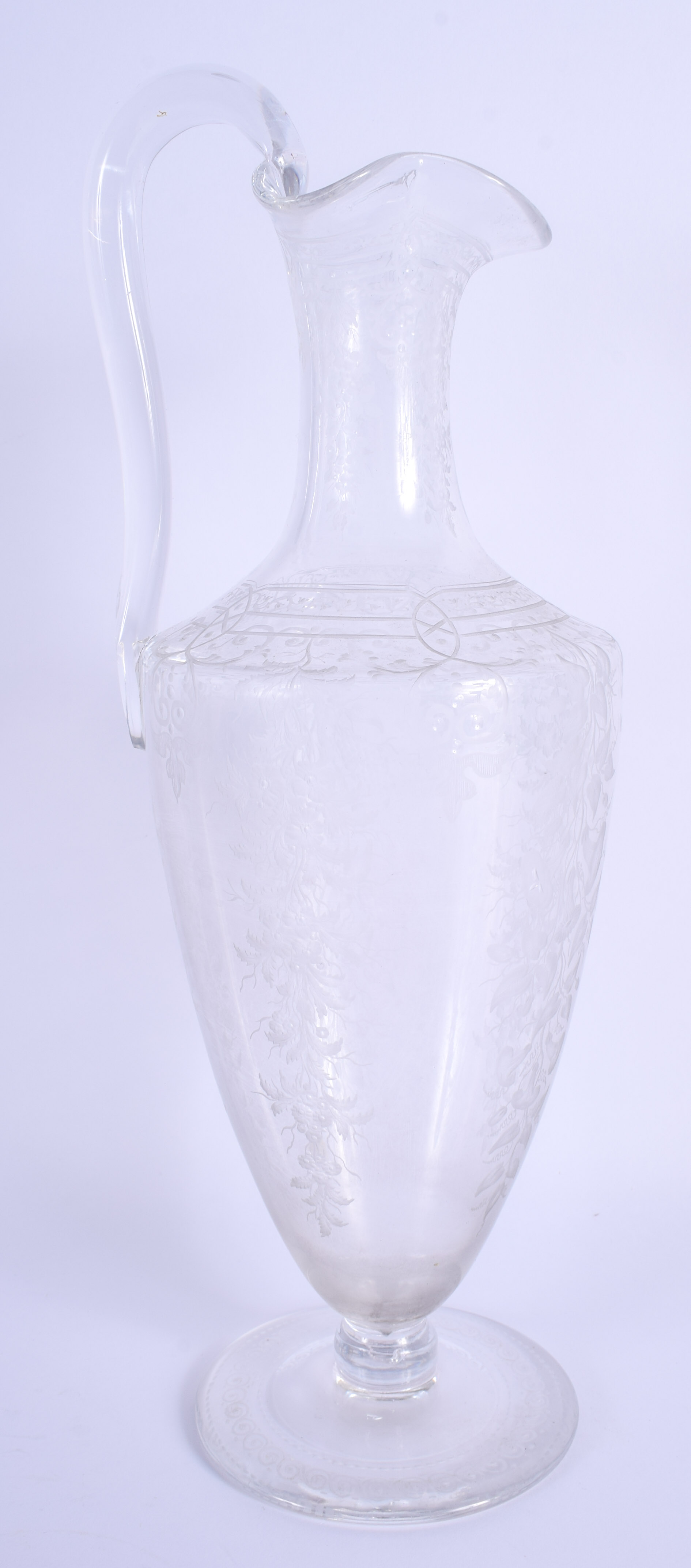 A FINE 19TH CENTURY ENGLISH CRYSTAL GLASS EWER by Stourbridge Richardson & Webb. 34 cm high. - Image 3 of 5