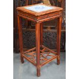 AN EARLY 20TH CENTURY CHINESE PORCELAIN INSET SOFTWOOD TABLE Late Qing. 76 cm x 38 cm.