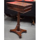 A WILLIAM IV ROSEWOOD GAMING BOX with cylindrical support. 75 cm x 45 cm.