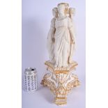 A RARE 19TH CENTURY COPELAND PARIAN WARE FIGURAL CANDLESTICK with very unusual gilt painted porcelai