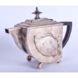 AN ART DECO INDIAN SILVER TEAPOT. 591 grams. 24 cm x 18 cm.