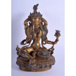 A CHINESE GILT BRONZE FIGURE OF A JEWELLED BUDDHA 20th Century. 24 cm x 12 cm.