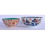 A CHINESE IRON RED PORCELAIN BOWL 20th Century, together with another imari bowl. Largest 21 cm diam