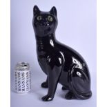 A LARGE BRETBY FIGURE OF A BLACK CAT in the manner of Emille Galle. 35 cm x 18 cm.
